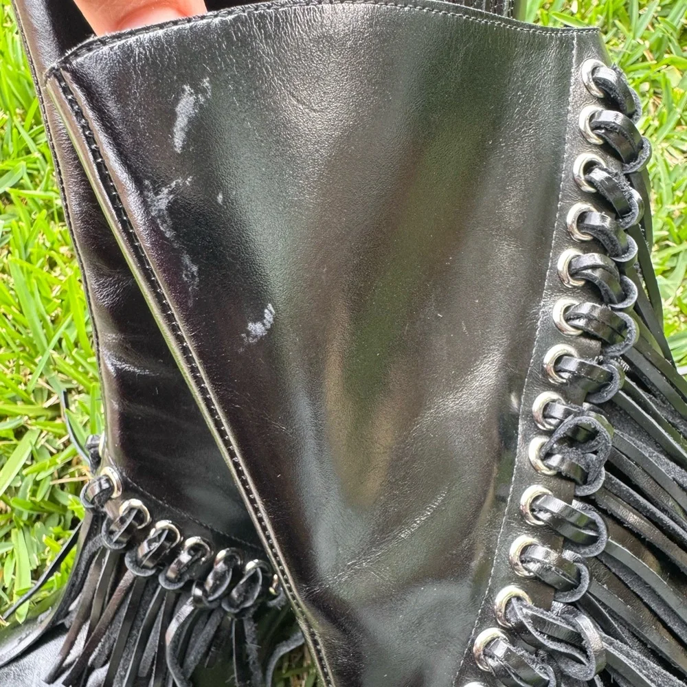 Jeffrey Campbell Fringe Black Women's Heeled Boots - Picture 15 of 16
